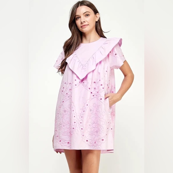 Lilac Eyelet Dress
Size L (fitted petite L - loose fit Medium) 
NWT - Picture 2 of 4